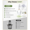 Uprube 5 Cup Mini Food Processor, Electric Food Chopper with Titanium Blade, 1.2L Glass Vegetable Chopper for Garlic, Onion, Meat, White
