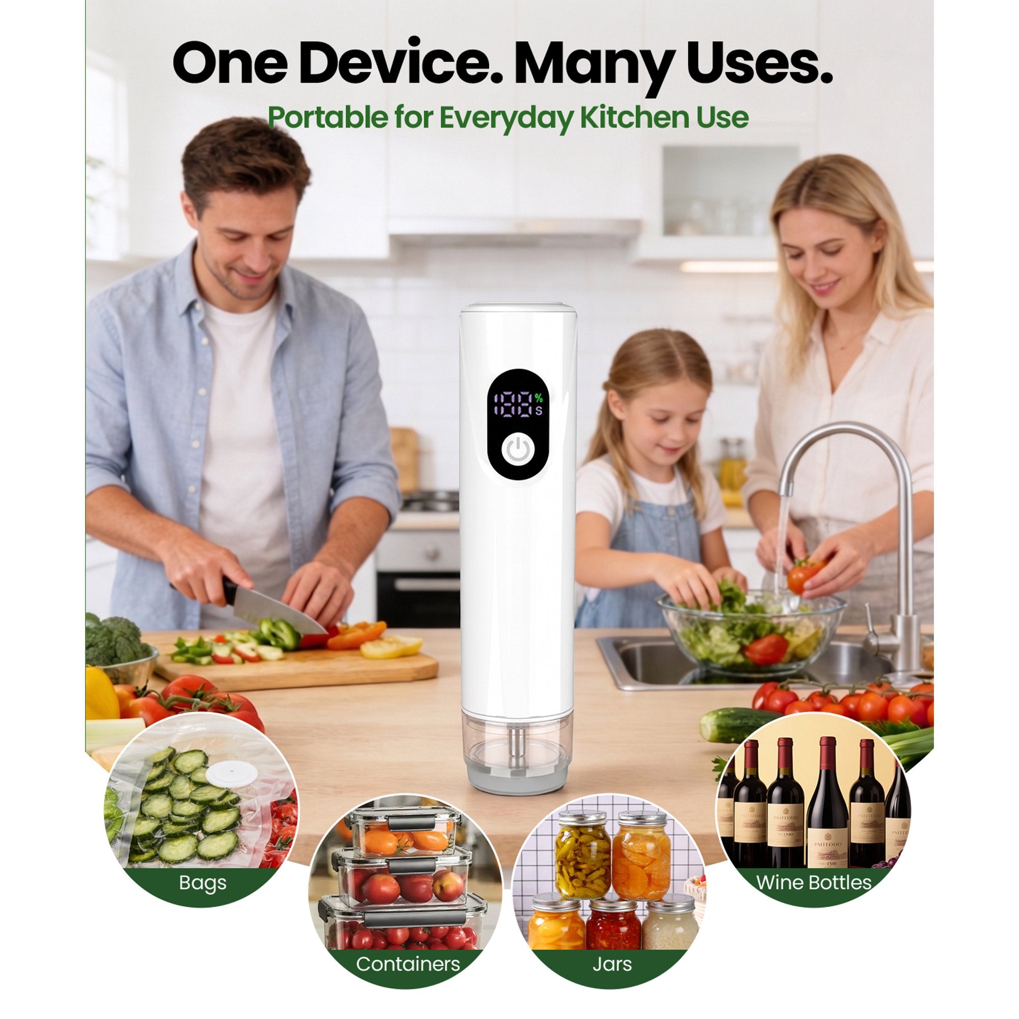UPRUBE Portable Handheld Vacuum Food Sealer with LED Display | 30 BPA-Free Vacuum Bags Included