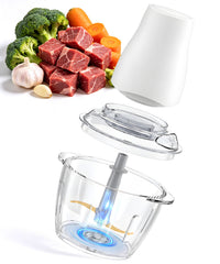Uprube 5 Cup Mini Food Processor, Electric Food Chopper with Titanium Blade, 1.2L Glass Vegetable Chopper for Garlic, Onion, Meat, White