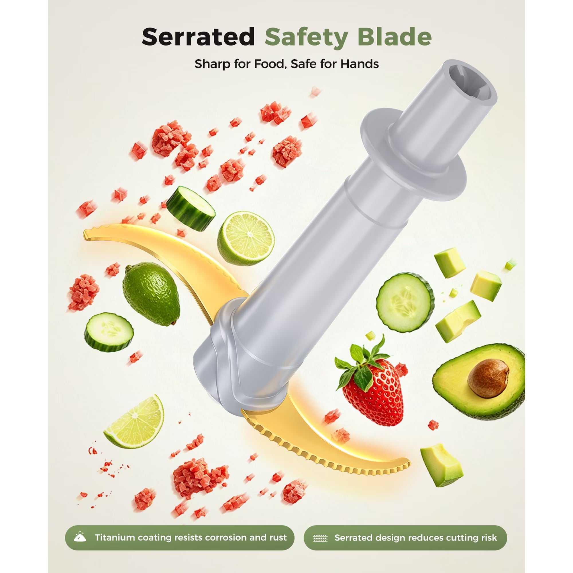 Uprube 5 Cup Mini Food Processor, Electric Food Chopper with Titanium Blade, 1.2L Glass Vegetable Chopper for Garlic, Onion, Meat, White