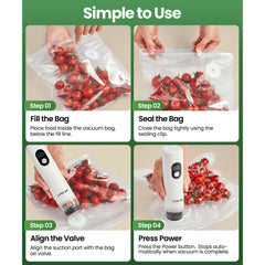 UPRUBE Portable Handheld Vacuum Food Sealer with LED Display | 30 BPA-Free Vacuum Bags Included